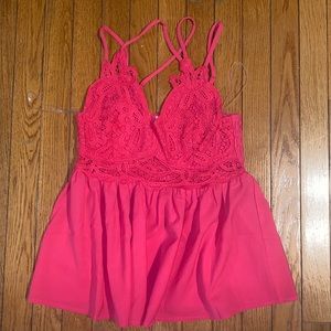 Main Strip pink bralette tank small